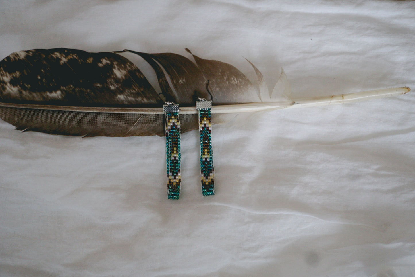 sky dancer - beaded feather earrings