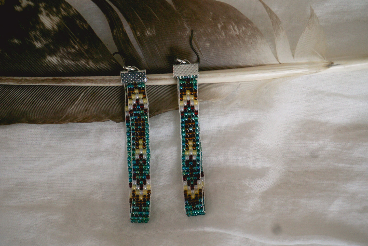 sky dancer - beaded feather earrings