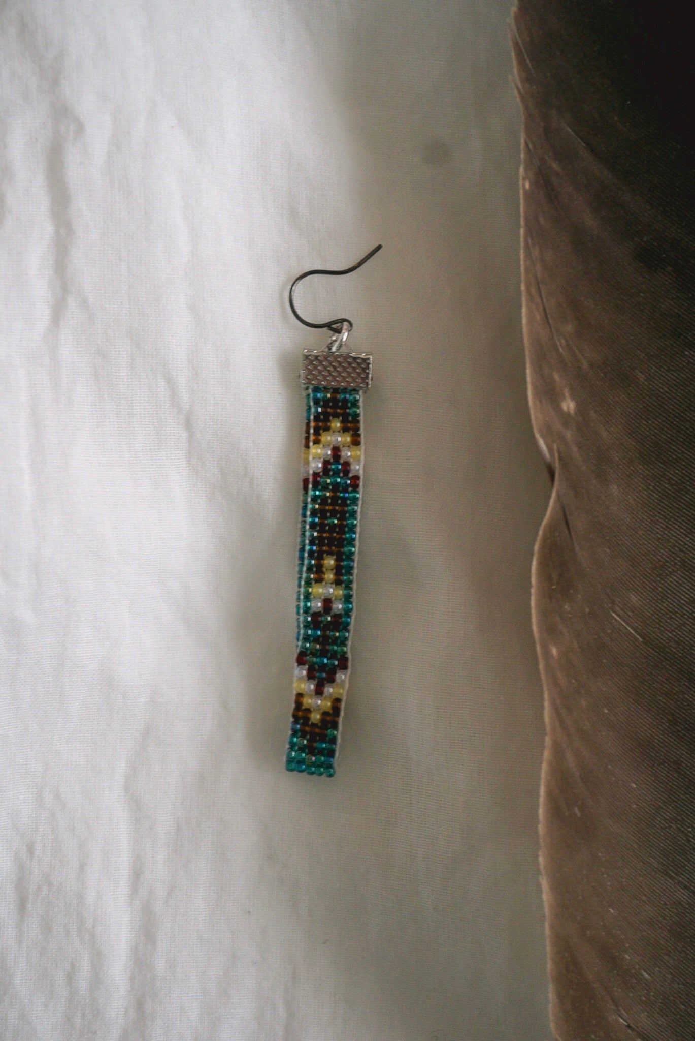 sky dancer - beaded feather earrings